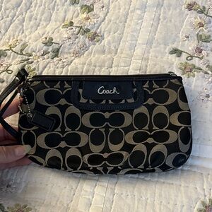 Coach Black and Gray Signature wristlet Clutch wallet